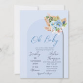 Boho Arch Pampasgras Bloemen Oh Boy Baby Shower Kaart (Voorkant)