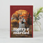 Boho Arch Pas getrouwd Foto 2024 Feestdagenkaart (Staand voorkant)