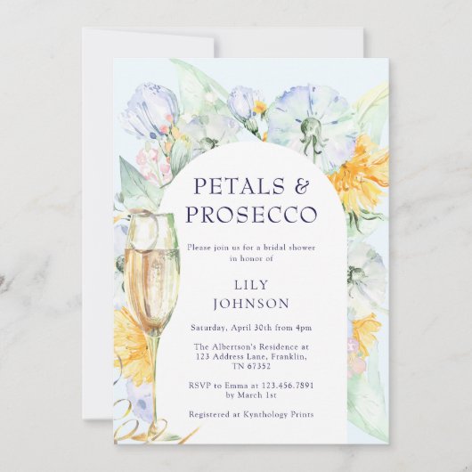 Boho Arch Petals Prosecco Floral Vrijgezellenfeest Kaart (Voorkant)