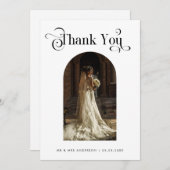 Boho Arch Photo & Retro Weddenschap Bedankkaart (Voorkant / Achterkant)