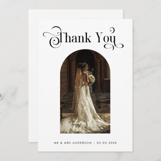 Boho Arch Photo & Retro  Weddenschap Bedankkaart (Voorkant / Achterkant)