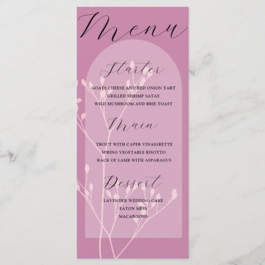 Boho Arch Pink Foliage Wedding Menu (Voorkant)