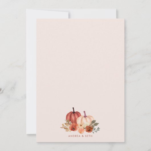 Boho Arch Pompoen Herfst Bloemen Terracotta Save The Date (Achterkant)