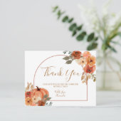 Boho Arch Pompoen Terracota Bloemen Verjaardag Bedankkaart (Staand voorkant)