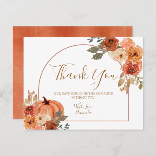 Boho Arch Pompoen Terracota Bloemen Verjaardag Bedankkaart (Voorkant / Achterkant)