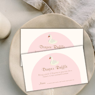 Boho Arch Princess Swan Luier Raffle Baby shower Informatiekaartje