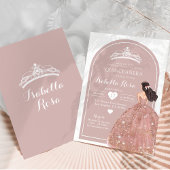 Boho Arch Roos Goud Mexicaans Prinses Quinceañera Kaart