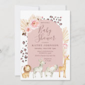 Boho Arch Safari Oerwoud Animals Baby shower Invit Kaart (Voorkant)
