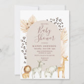 Boho Arch Safari Oerwoud Animals Baby shower Kaart (Voorkant)