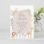 Boho Arch Safari Oerwoud Animals Baby shower Kaart (Staand voorkant)