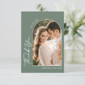 Boho Arch Sage Green Wedding Bedankkaart (Staand voorkant)