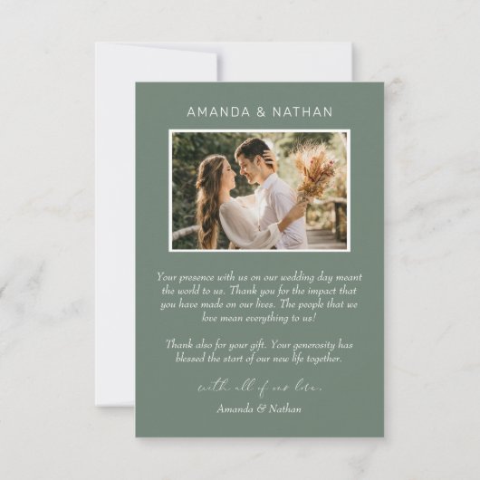 Boho Arch Sage Green Wedding Bedankkaart (Achterkant)