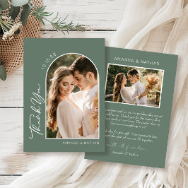 Boho Arch Sage Green Wedding Bedankkaart