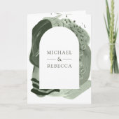 Boho Arch Sage Groene Kwaststreken QR Code Trouwen (Voorkant)