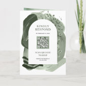 Boho Arch Sage Groene Kwaststreken QR Code Trouwen (Achterkant)