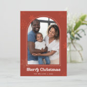 Boho Arch sneeuwvlokken Foto Merry Kerstmis Kaart (Staand voorkant)