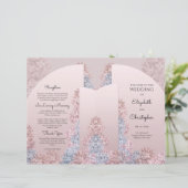 Boho arch spring bloemen stoffige roze hyacinten (Staand voorkant)