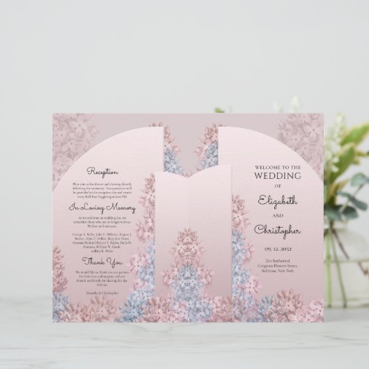 Boho arch spring bloemen stoffige roze hyacinten (Staand voorkant)