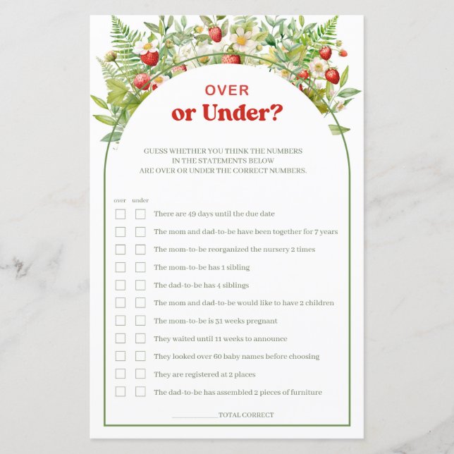 Boho Arch Sweet Aardbei over of onder baby spel (Voorkant)