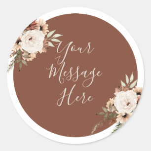 Boho Arch Terracota Floral je boodschap hier Ronde Sticker