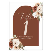Boho Arch Terracota Floral Modern Table Number Kaart (Achterkant)