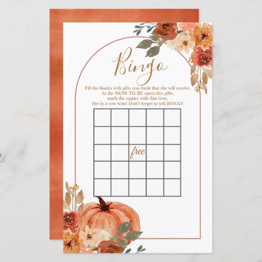 Boho arch Terracota Pumpkin Floral Bingo Games (Voorkant / Achterkant)