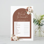 Boho Arch Terracota Waterverf Word Scramble (Staand voorkant)