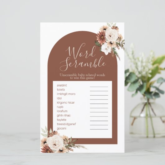 Boho Arch Terracota Waterverf Word Scramble (Staand voorkant)