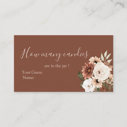 Boho Arch Terracota White Floral hoeveel Snoepjes Informatiekaartje (Voorkant)