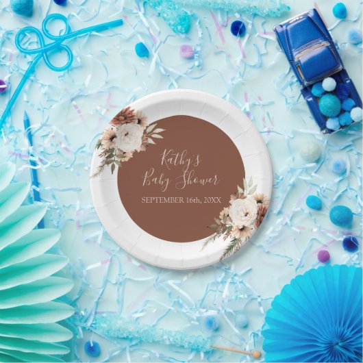 Boho Arch Terracota White Floral Party Papieren Bordje (Feest)