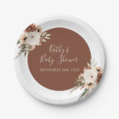 Boho Arch Terracota White Floral Party Papieren Bordje (Voorkant)