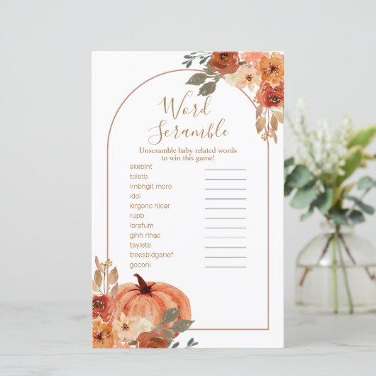 Boho Arch Terracotta Floral Word Scramble (Staand voorkant)