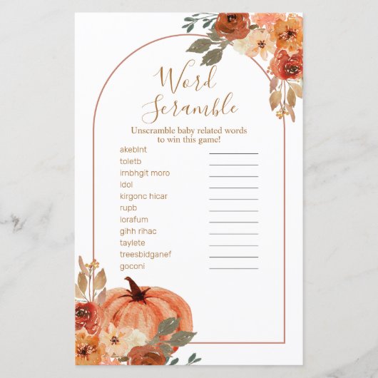Boho Arch Terracotta Floral Word Scramble (Voorkant)