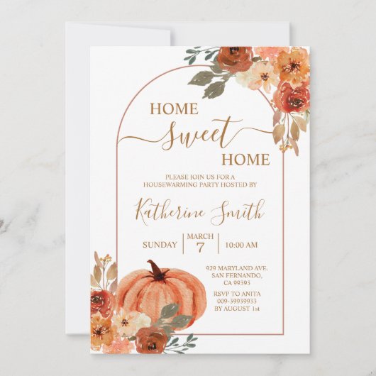 Boho Arch Terracotta Housewarming Party Floral Kaart (Voorkant)