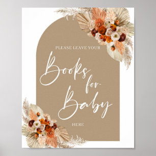 Boho arch Terracotta pampas gras Boeken voor baby Poster