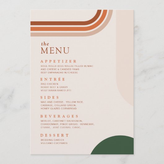 Boho Arch Terracotta Roest Beige Diner Menu (Voorkant)