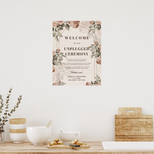 Boho arch Terracotta rozen salie unplugged ceremon Poster (Keuken)