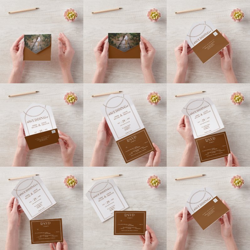 Boho Arch Terracotta Wedding Uitnodiging met foto