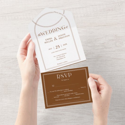 Boho Arch Terracotta Wedding Uitnodiging met foto (Afscheurbaar)