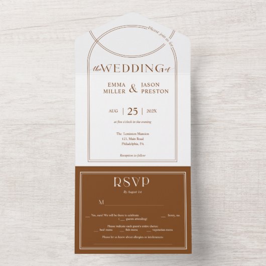 Boho Arch Terracotta Wedding Uitnodiging met foto (Binnen)