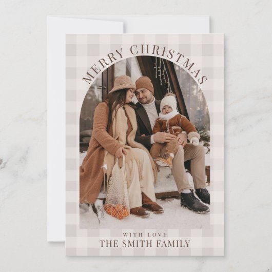 Boho Arch Vakantie Fotokaart, Vrolijk Kerstfeest Feestdagenkaart (Voorkant)