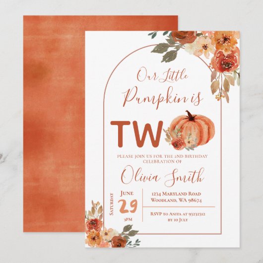 Boho Arch verbrandde oranje pompoen 2e verjaardag Kaart (Voorkant / Achterkant)