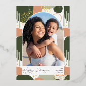 Boho Arch | Verticale foto Kwanzaa Folie Feestdagenkaart (Voorkant)