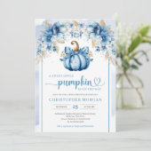 Boho arch waterverf blauw pompoen stoffig blauw go kaart (Staand voorkant)