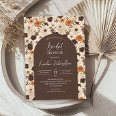 Boho arch waterverf bruine tinten ivoor wilde bloe kaart