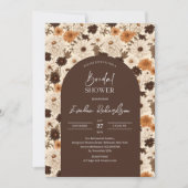 Boho arch waterverf bruine tinten ivoor wilde bloe kaart (Voorkant)