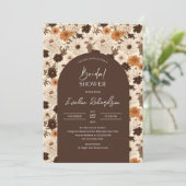 Boho arch waterverf bruine tinten ivoor wilde bloe kaart (Staand voorkant)