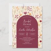 Boho arch waterverf diep paarse gele wilde bloem kaart (Voorkant)