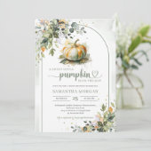 Boho arch waterverf groene pompoen eucalyptus goud kaart (Staand voorkant)
