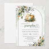 Boho arch waterverf groene pompoen eucalyptus goud kaart (Voorkant / Achterkant)